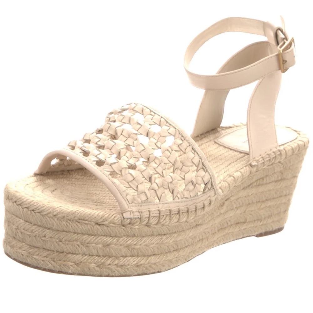 NEW Tory Burch Basket Weave Platform Espadrilles in Brie